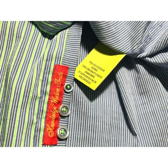 Robert Graham Long Sleeve Shirt Mens Large Tailored Fit Striped Blue Green - Picture 10 of 12